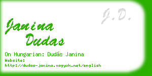 janina dudas business card